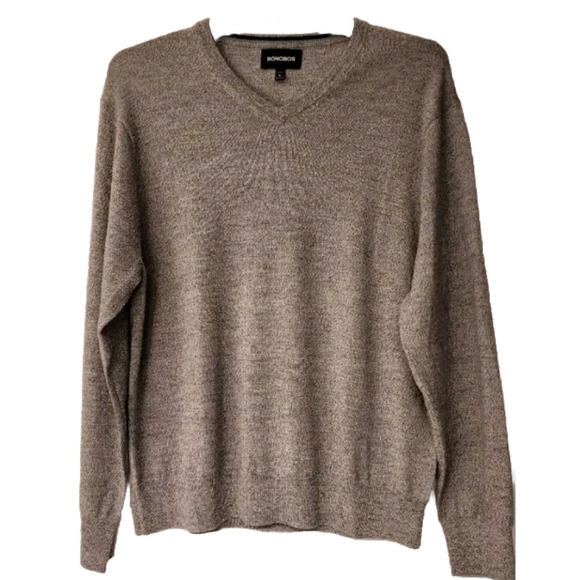 Bonobos Merino wool ribbed V-neck sweater in light gray Size XL- Nwot - Picture 2 of 7